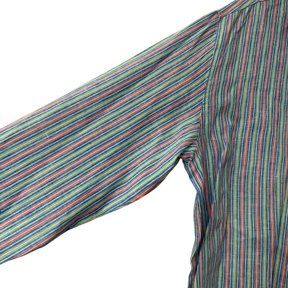 Idillio Positano Linen Candy Striped Beachy Long Sleeve Button Shirt Mens Medium - Picture 4 of 7